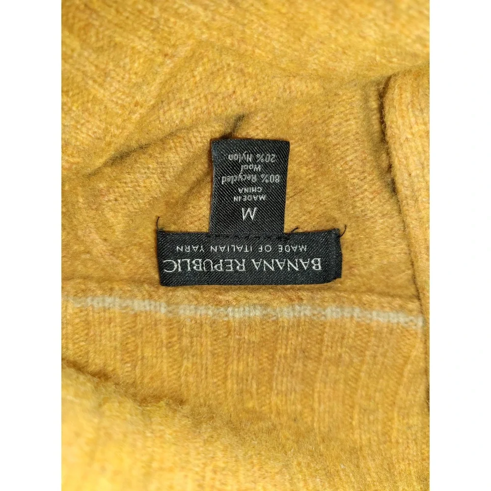 Banana Republic Italian Yarn Recycled Wool Blend Mock Neck Button Sweater Mens M